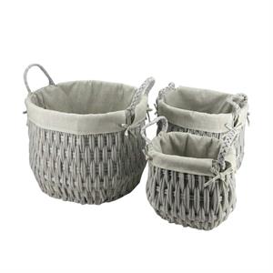 Cesto TNT rett. ovale foderato grigio 2 manici S3