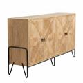 Credenza Kerala in mango naturale intagliato 4 ante 160X45H86