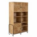 Libreria Kerala in mango naturale intagliato 3 ante 90X40H171