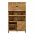 Libreria Kerala in mango naturale intagliato 3 ante 90X40H171