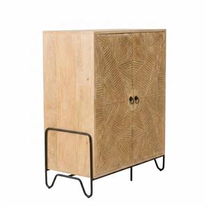 Credenza Kerala in mango naturale intagliato 2 ante 85X40H107