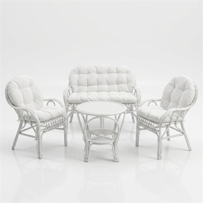 Salotto Sole Bia.rattan c/cuscin.1 divano 2p,2 poltrone,1 tavolo