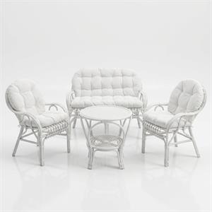 Salotto Sole Bia.rattan c/cuscin.1 divano 2p,2 poltrone,1 tavolo