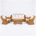 Salotto Leader rattan c/cuscini 1 divano 3p, 2 poltrone,1 tavolo