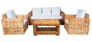 Salotto Borneo rattan c/cuscini 1 divano 3p, 2 poltrone,1 tavolo