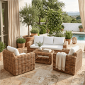Salotto Borneo rattan c/cuscini 1 divano 3p, 2 poltrone,1 tavolo
