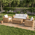Salotto Borneo rattan c/cuscini 1 divano 3p, 2 poltrone,1 tavolo