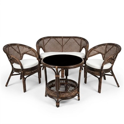 Salotto Pelangi rattan c/cuscini 1 divano 2p,2 poltrone,1 tavolo