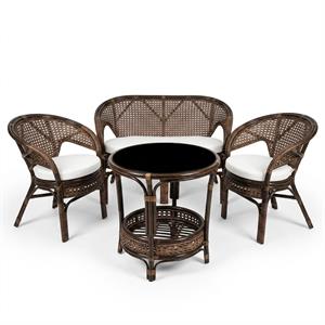 Salotto Pelangi rattan c/cuscini 1 divano 2p,2 poltrone,1 tavolo