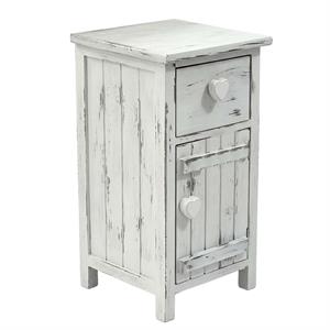 Comodino abete bianco shabby 1 anta + 1 cass. 33x32h60