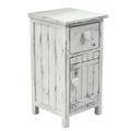 Comodino abete bianco shabby 1 anta + 1 cass. 33x32h60