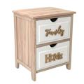 Cassettiera abete naturale 2 cass.bianchi scritte 36x28h48