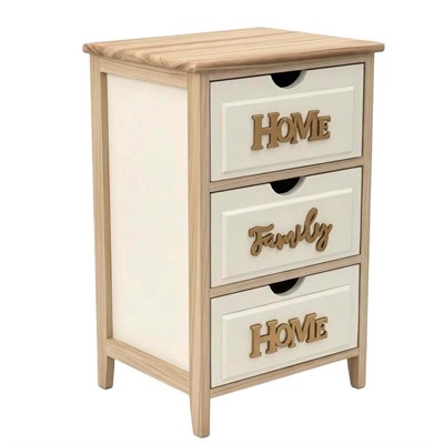 Cassettiera abete naturale 3 cass.bianchi scritte 36x28h68