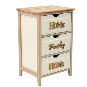 Cassettiera abete naturale 3 cass.bianchi scritte 36x28h68