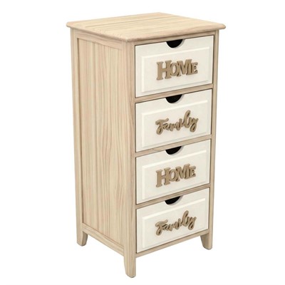 Cassettiera abete naturale 4 cass.bianchi scritte 36x28h88