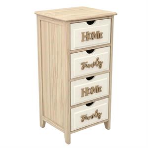 Cassettiera abete naturale 4 cass.bianchi scritte 36x28h88