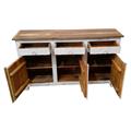 Credenza mango bianca intagliata con top naturale cm 153x40x90h