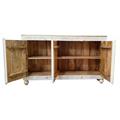 Credenza mango bianca intagliata 3 ante top naturale 150x40x90h