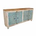 Credenza mango bianca e azzurra 3 ante top naturale180x40x90h