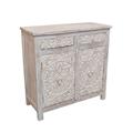 Mobile 2 ante e 2 cassetti in mango bianco intagliato 95x43x95h