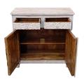Mobile 2 ante e 2 cassetti in mango bianco intagliato 95x43x95h