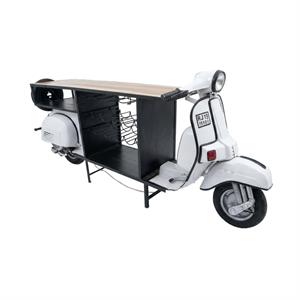 Mobile bar scooter bianco in metallo e mango cm 245x65x105h