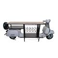 Mobile bar scooter bianco in metallo e mango cm 245x65x105h