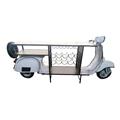 Mobile bar scooter bianco in metallo e mango cm 245x65x105h