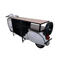 Mobile bar scooter bianco in metallo e mango cm 245x65x105h