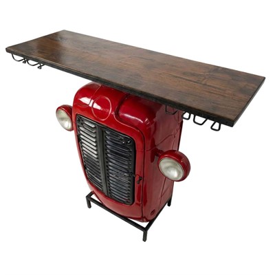 Mobile bar vintage trattore in mango e metallo cm 111x38x101h