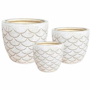 Portavaso ceramica set di 3 bianco onde diam cm 29x23h
