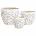 Portavaso ceramica set di 3 bianco onde diam cm 29x23h