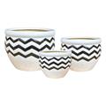 Portavaso ceramica set di 3 bianco e nero diam cm 30x21h
