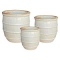 Vaso rotondo in ceramica bianco set di 3 diam. cm 47x50h