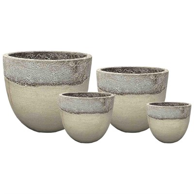 Vaso decorativo in ceramica tortora set di 4 diam. cm 59x49h