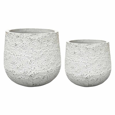 Portavaso fibrocemento beige in set di 2 diam. cm 39 x 34 h