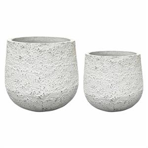 Portavaso fibrocemento beige in set di 2 diam. cm 39 x 34 h