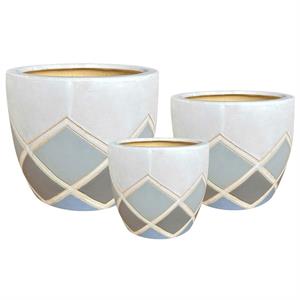 Portavaso ceramica set di 3 grigio azzurro diam cm 29x23h