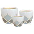 Portavaso ceramica set di 3 grigio azzurro diam cm 29x23h