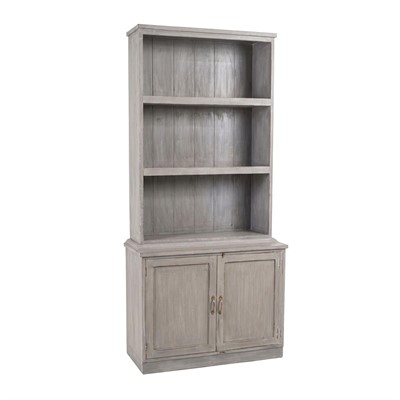 Mobile con sopralzo in legno di teak grigio cm 96x46x215