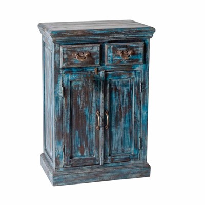 Credenzina in legno di mango azzurra cm 58x34x80h