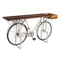 Consolle espositore bici bianco metallo e legno mango 188x46x95h