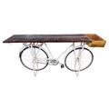 Consolle espositore bici bianco metallo e legno mango 188x46x95h