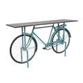 Consolle espositore bici in mango e metallo turchese 190x45x100h