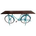 Consolle espositore bici in mango e metallo turchese 190x45x100h