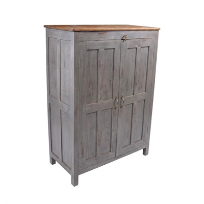 Armadio grigio chiaro legno di teak due ante cm 95x46x132h