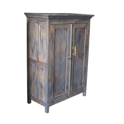 Armadio blu anticato legno di teak due ante cm 100x50x139h