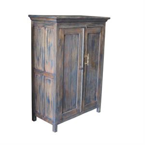 Armadio blu anticato legno di teak due ante cm 100x50x139h