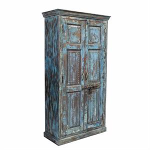 Armadio azzurro anticato in legno di teak cm 105x46x202h