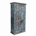 Armadio azzurro anticato in legno di teak cm 105x46x202h